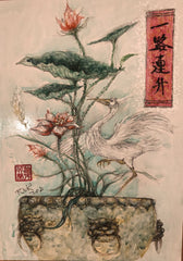 Painting Crane & Lotus Rick Hon