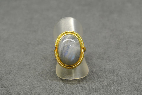 Jewelry Silver Gold Fill Blue Labradorite Ring
