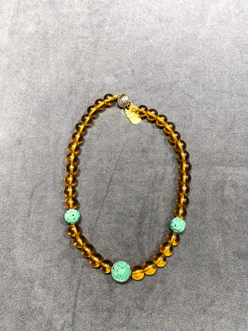 Jade Necklace Beijing Yellow Glass Beads
