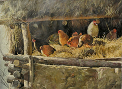 Painting Oil Les Poules