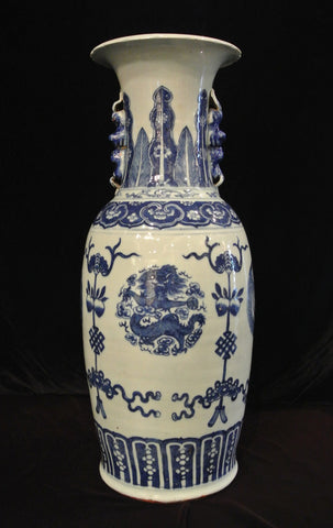Porcelain Blue White Dragon Phoenix Vase