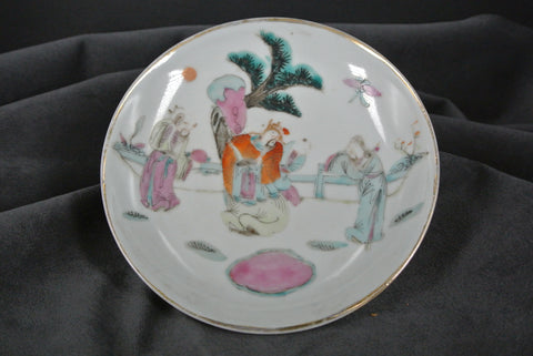 Porcelain Famille Rose Plate Fu Lou Shou