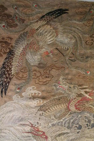 Textile Japanese Wall Hanging Tapestry Phoenix & Dragon