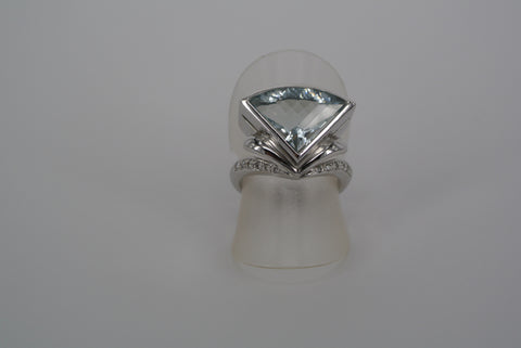 Jewelry Trilliant Cut Aquamarine White Gold Ring